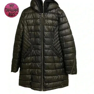 French Connectin Men’s Coat attached Hooded Zip in bibby shell black Sz. Large